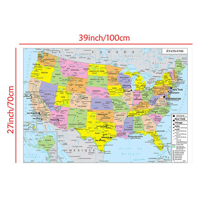 USA Map Poster United States Political Wall Map with States Capitals for Classroom Home School Supplies Students Educational Art Decor