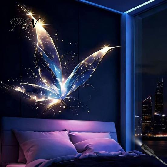 Compact Butterfly Lamp USB Projector Lamp, Mini LED Projection Light with 6 Films, Night for Car, Bedroom Ceiling Decoration Indoor Decorative