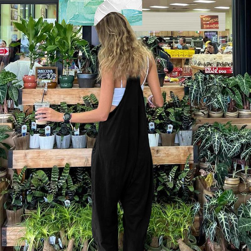 Lässiger europäischer & amerikanischer einfarbiger vielseitiger lockerer Jumpsuit