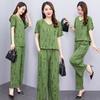 Damesbroeksets Casual zomer 2-delige sets Dames Elegante losse broek met wijde pijpen en blouse met korte mouwen