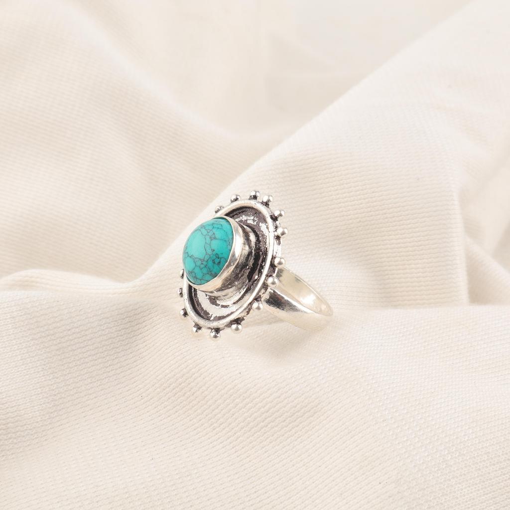 Blue Copper Turquoise Handmade Gemstone Ring, 925 Solid Sterling Silver Ring Dainty Silver Jewelry, For Engagement Gift