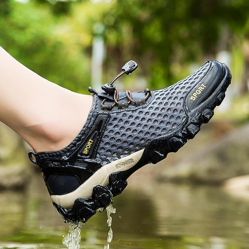 2025 New Plus Size Outdoor Non Slip Male Running Shoes Men Sports Shoes Summer Men's Sneakers Man Sport Gray Aqua Aquatic Beach