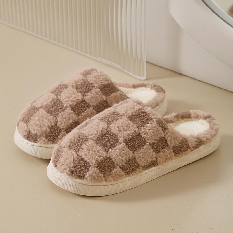 New simple non-slip cotton slippers women's autumn and winter parent-child indoor home children's plush slippers men