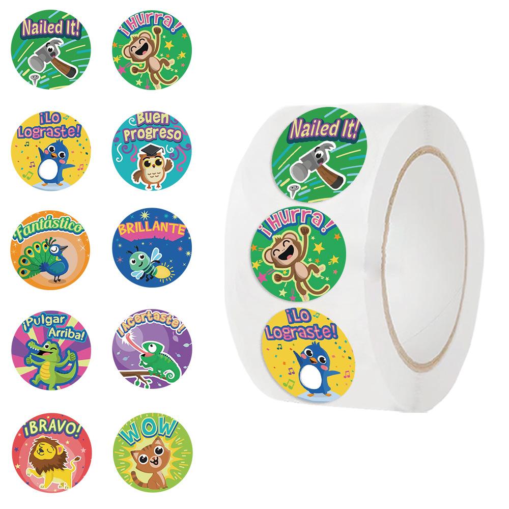 

500 картинок/рулон Рулонная лента-наклейка Мультяшное животное Материал для блокнота Конверт Сделай сам Водонепроницаемая наклейка-печать