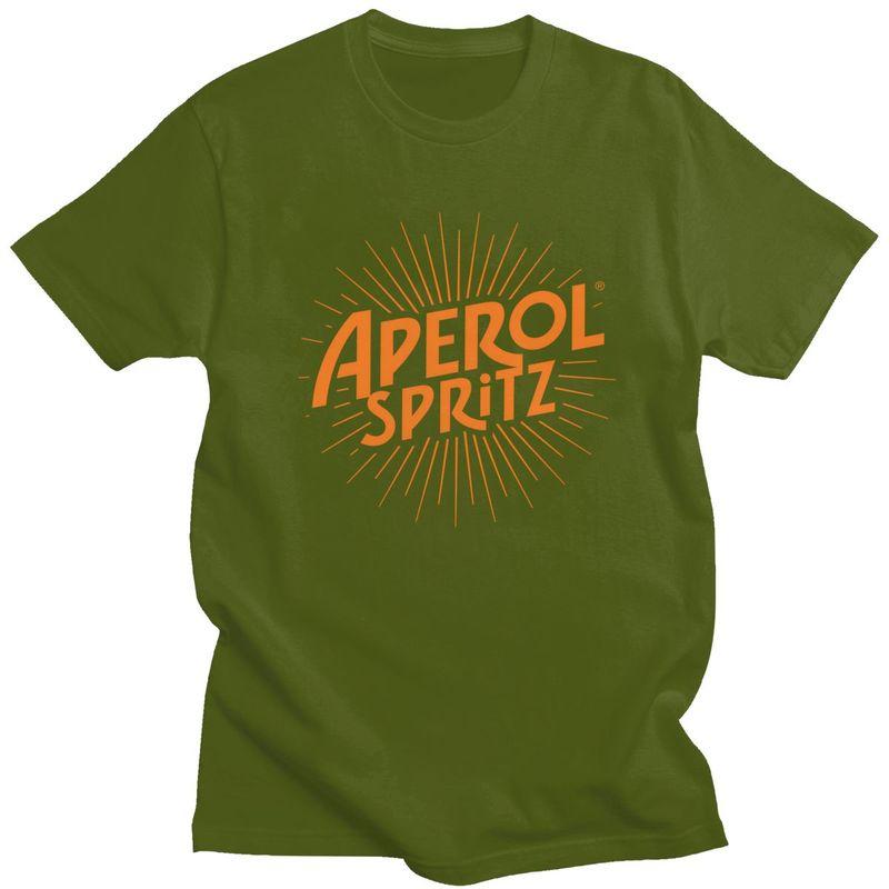 T-shirt da uomo a maniche corte in puro cotone, T-shirt casual, Top Streetwear, T-shirt, Cocktail personalizzato, Drink all'arancia, Spritz, Aperol