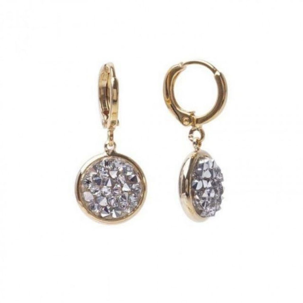 E237 Crystal Earrings Gold Mini White