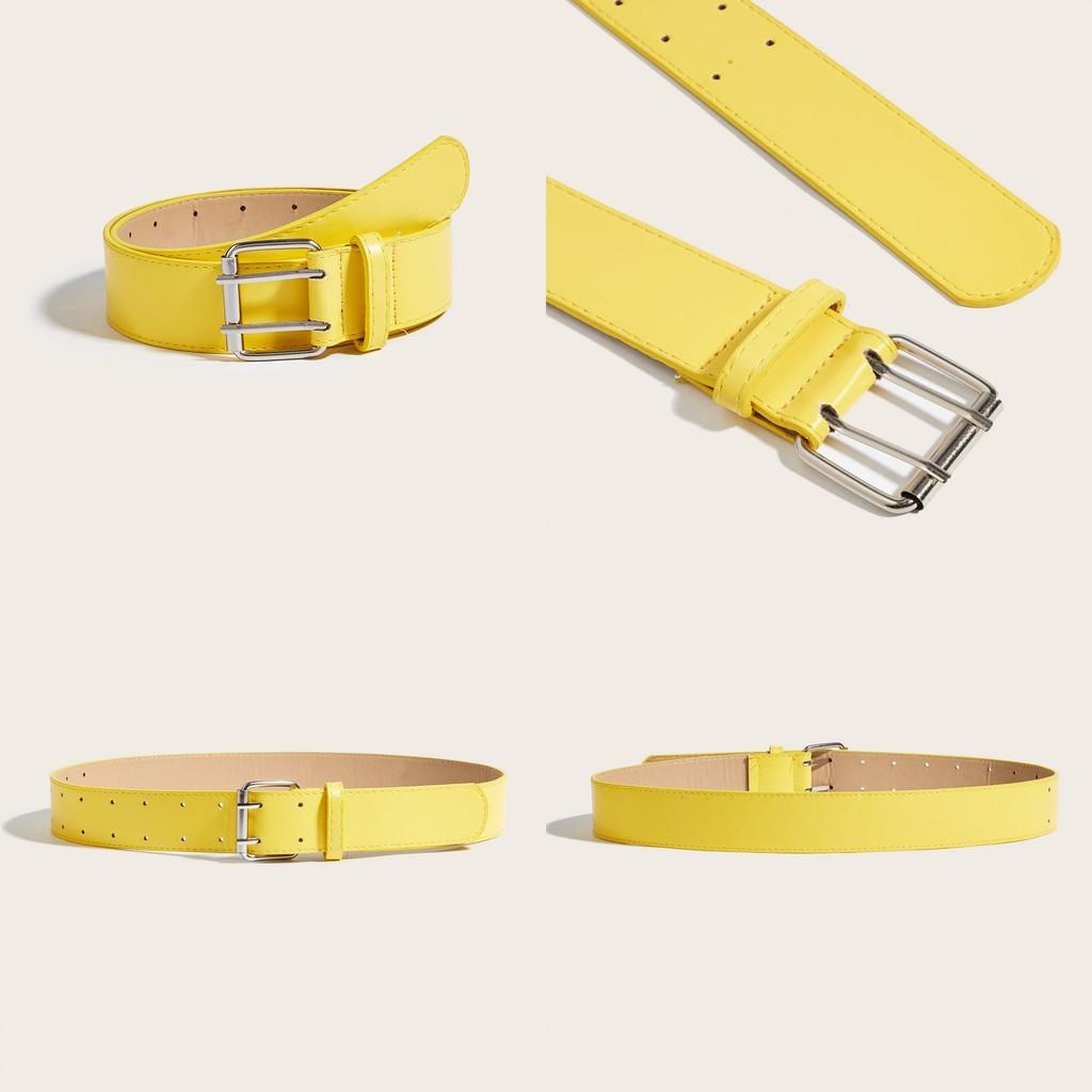 Solid Simple Color Metal Square Buckle Decoration Women Casual Belt For Daily