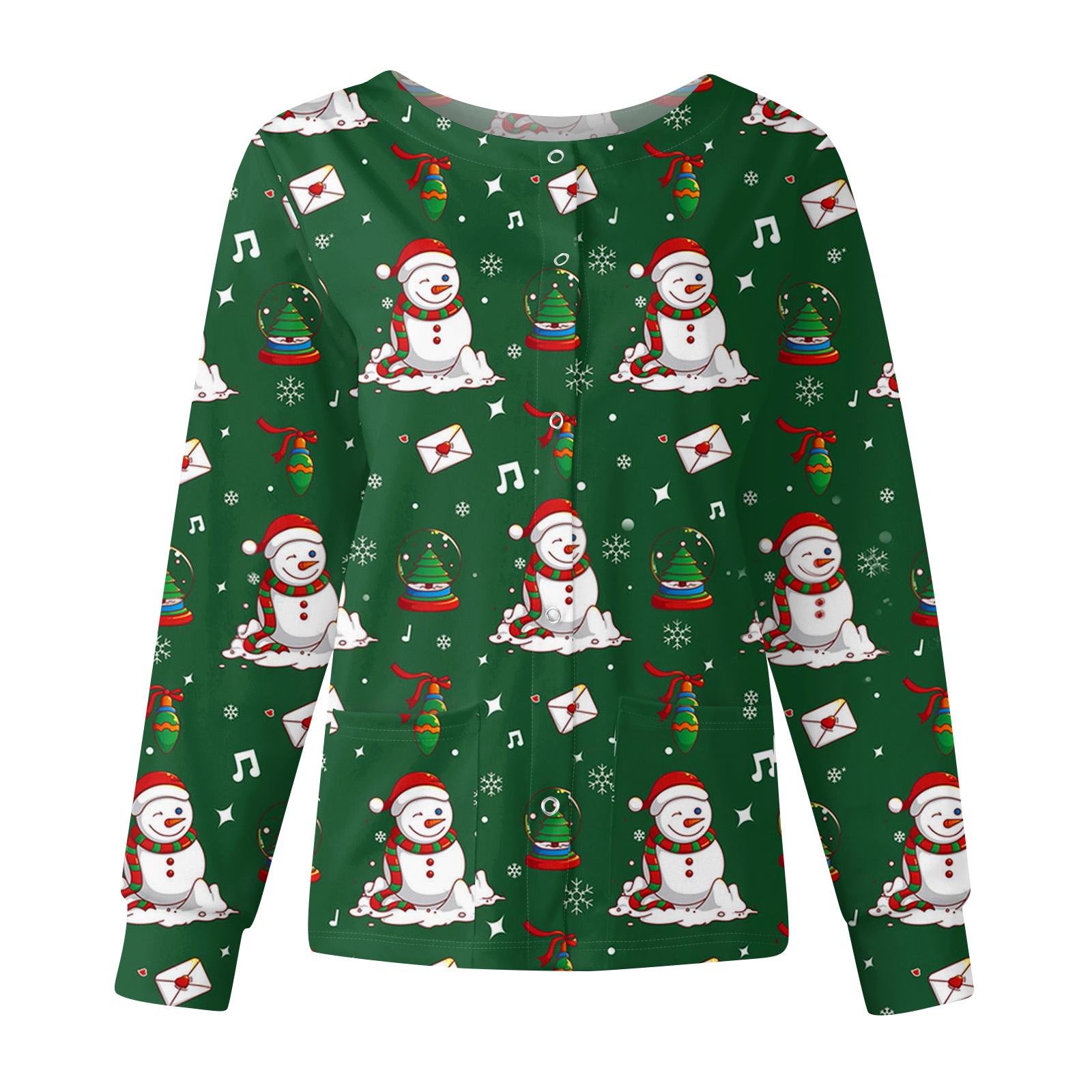 

Женская повседневная модная куртка с длинным рукавом, воротником-стойкой, на одной пуговице, с рождественским принтом, рабочая куртка, топы L