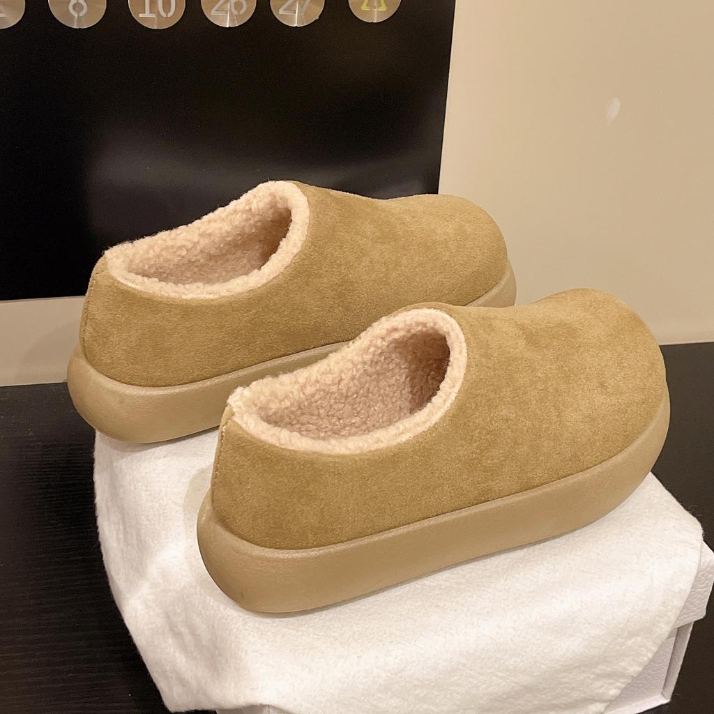 thick-soled velvet cotton shoes winter new outdoor heightening solid color foot cover short British style women's snow boots