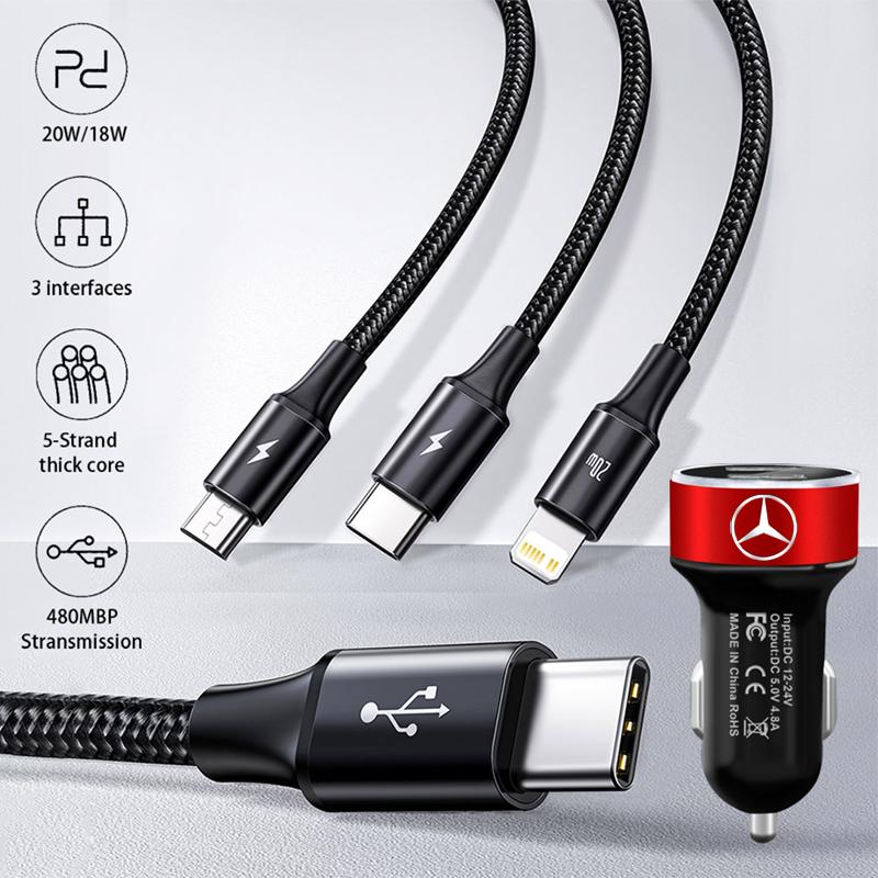 Car Charger 2 USB Ports Fast Charging Digital Display Car Accessories For Mercedes-Benz AMG W212 W220 W221 W222 W108 W126 W140 W168 W169 W176 W177