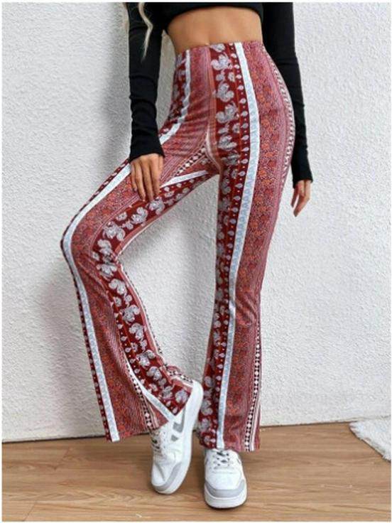 2024 Bohemian High-Elastic Micro Flare Sexy Casual Pants with European and American Prints