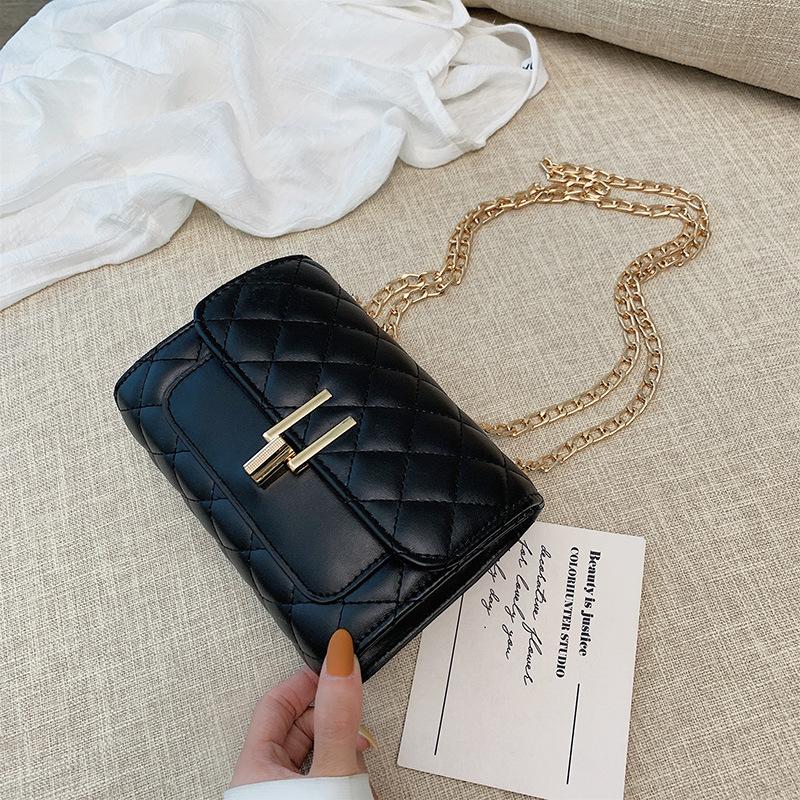 

ag omen s Bag ew hombus mbroidery hread hain ini houlder Crossbody Small Square Bag чорний