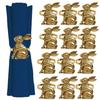 Pack of 12 Easter Rabbit Napkin Rings Metal Designs Napkin Buckles Accessories for Wedding Banquets and Home Use