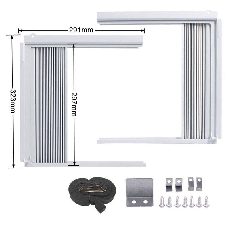 YCOC-2X Window Air Conditioner Side Panels With Frame, Room AC Accordion Filler Curtain Kit Replacement Adjustable With Frame
