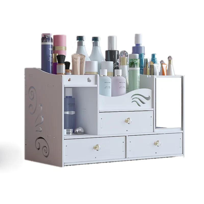 Large Dressing Table With Mirror And Drawer Storage Makeup Bedroom Furniture Desktop Storage Makeup Vanity Box Home Furniture
