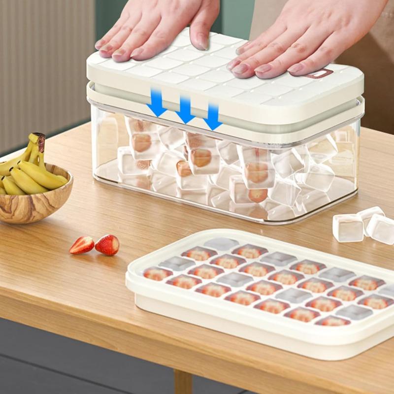 Eiswürfelform mit Aufbewahrungsbehälter und Deckel Lebensmittelechtes Silikon Eiswürfelform Einfaches Entformen Stapelbarer Eisbereiter für Heimbar Kit