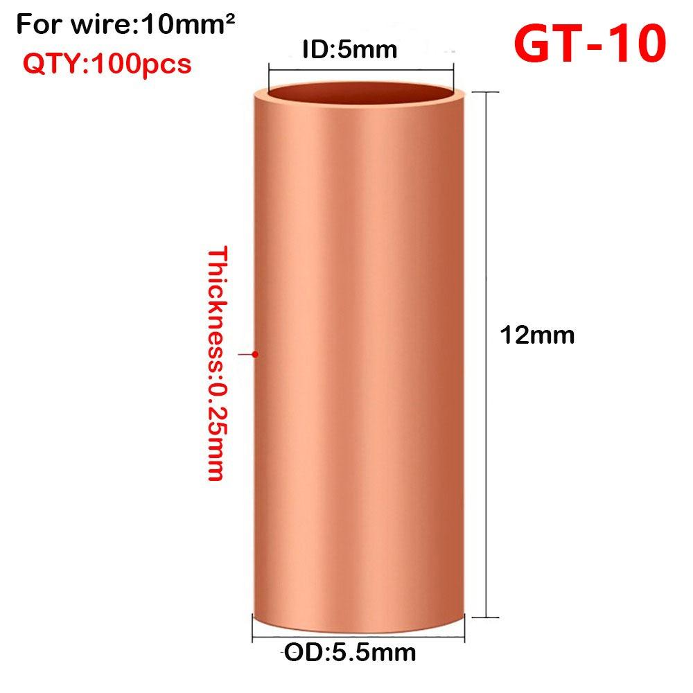 100Pcs Hole Passing GT Copper Terminal Connecting Tube GT Sleeve Tube  Terminal Block