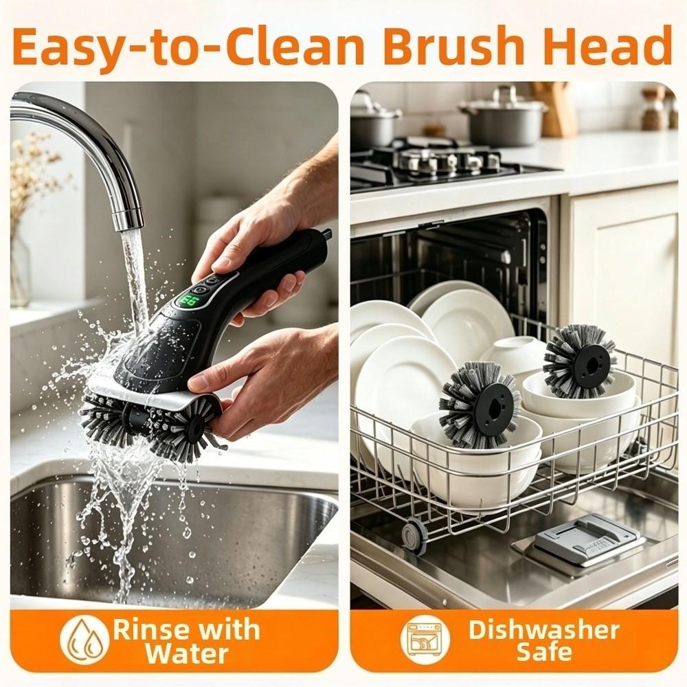 2-Speed Settings Electric Grill Brush Removable Head Grill Cleaning Tool  Charcoal Grill