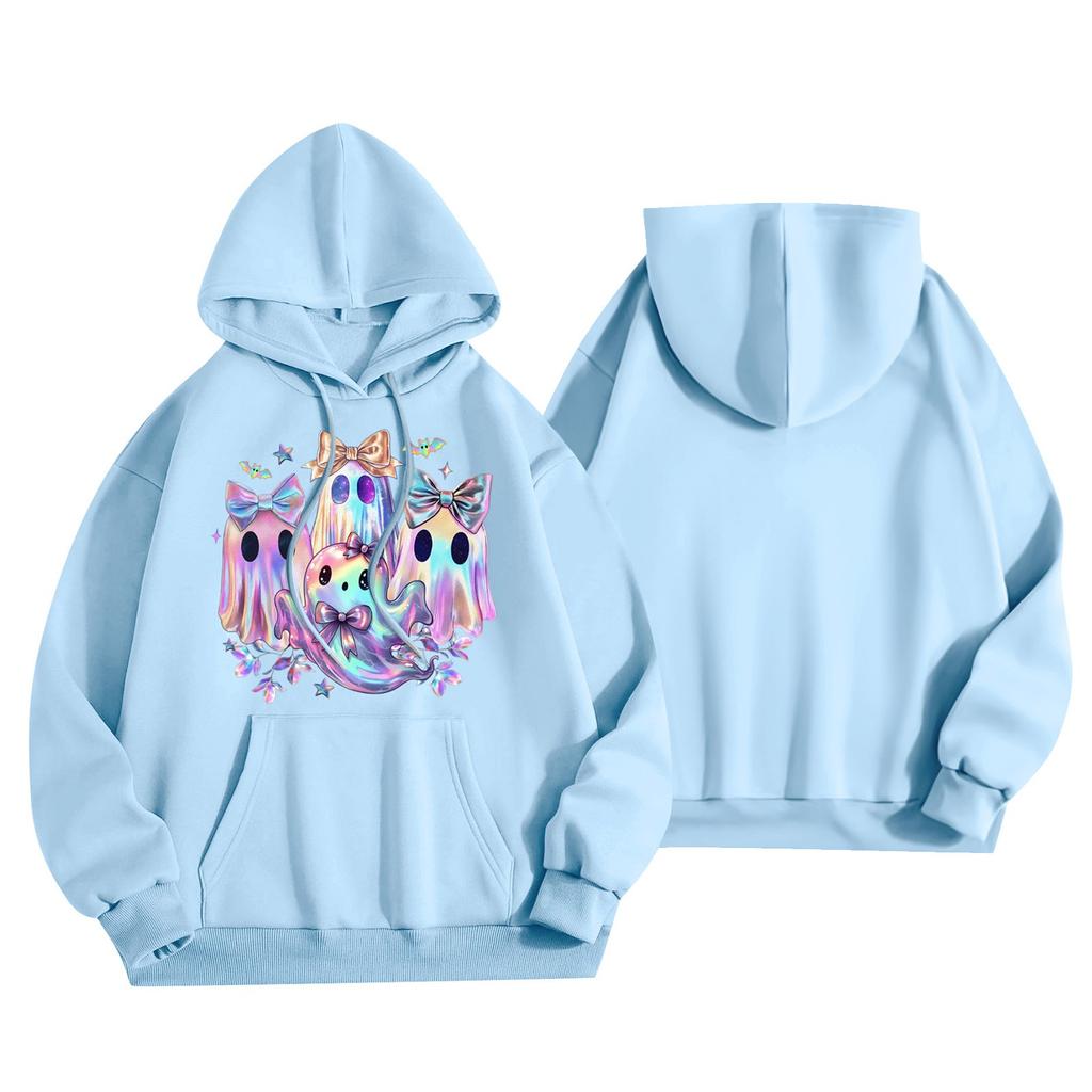 Dammode Lättviktig Långärmad Pullover Med Fickor Baseballtryck Hoodie