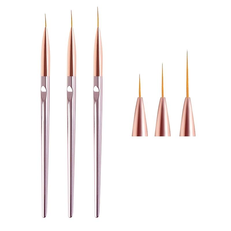 

LINMANDA 3pcs Rose Gold Nail Liner Brush Nail Design Brushes Thin Nail Art Brush Liner Brush for Nail Art Nail Art Pens розового золота