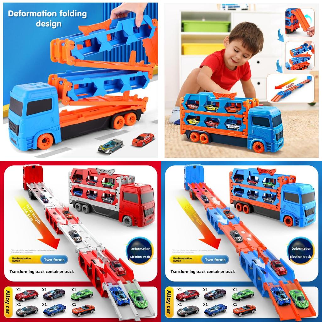 Childrens Large Track Car Set With Collapsible Metal Vehicles For Indoor Play And Development