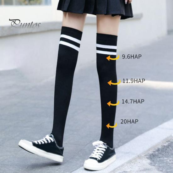 Women Thigh Socks 1 Pair Stockings High Elasticity Soft Solid Color Over The Knee Striped Keep Warm Lolita Flexible Anti-shrink Winter for School