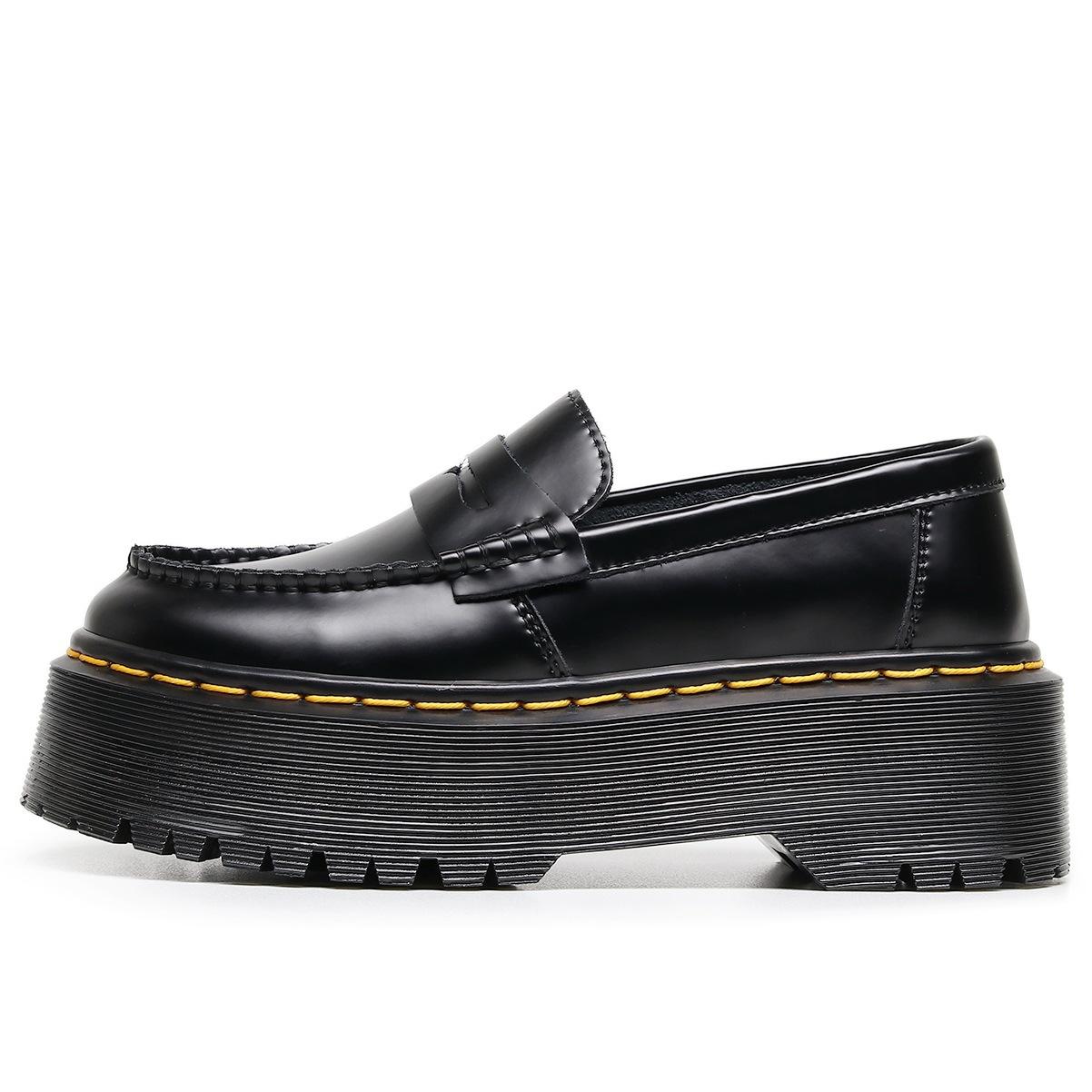 

Новая любовь обувь мода женские кожаные низкие маленькие кожаные туфли подошва маффин модная студенческая платформа 35