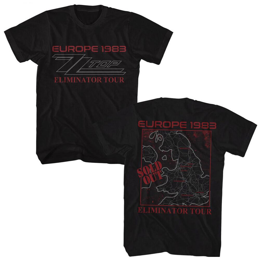 ZZ Top Europe 1983 Eliminator Tour SOLD OUT Men T Shirt Rock Music Band Merch S