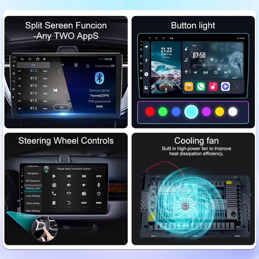 Android 14 Car Radio For Toyota Scion IQ 2008-2016 Multimedia Player GPS Receiver Auto Wireless CPU HDR Wifi GPS Head Unit BT