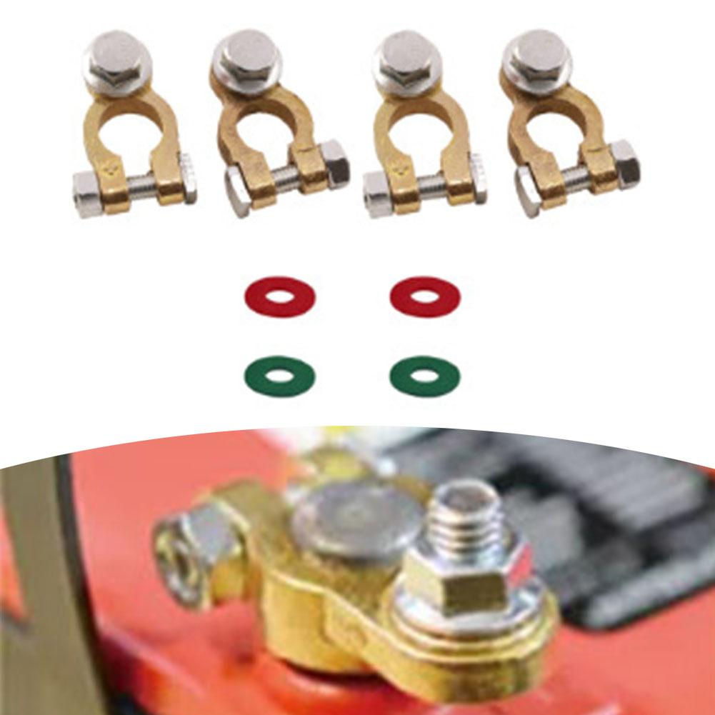 4 Adet Araba Akü Terminalleri Konnektörleri Kelepçeleri Saf Bakır Hızlı Çıkarma Akü Kelepçeleri Arabalar Kamyonlar Tekneler Karavanlar İçin