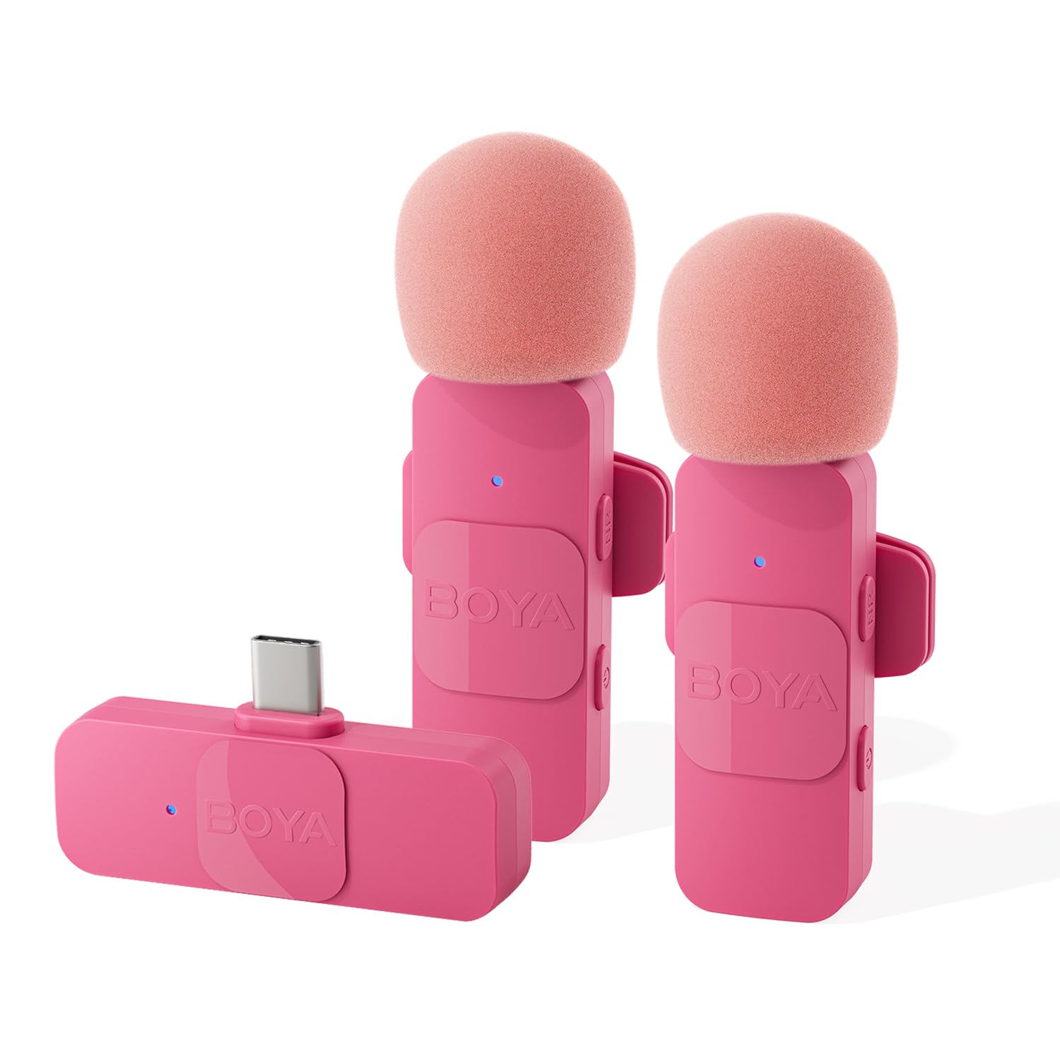 

BOYA Wireless Lavalier Instant External Smartphone Plug Noise Sound Compatible with and for Simultaneous Video Live and More 2.4GHz Microphone, розовый