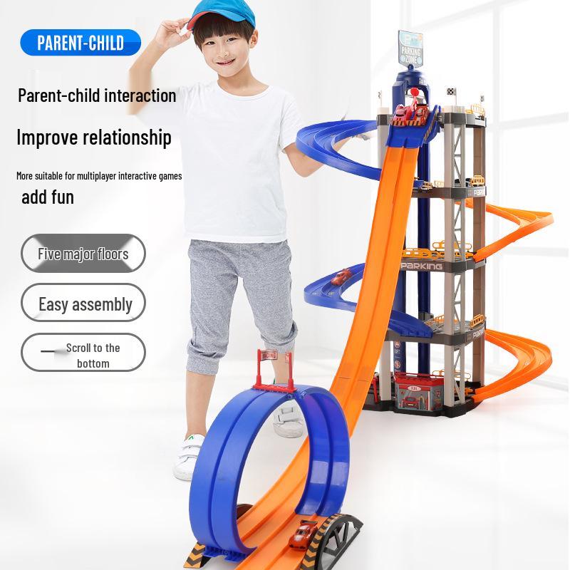 Interactive 8-Car Dual Lane 5-Layer Parking Track DIY Toy for Kids