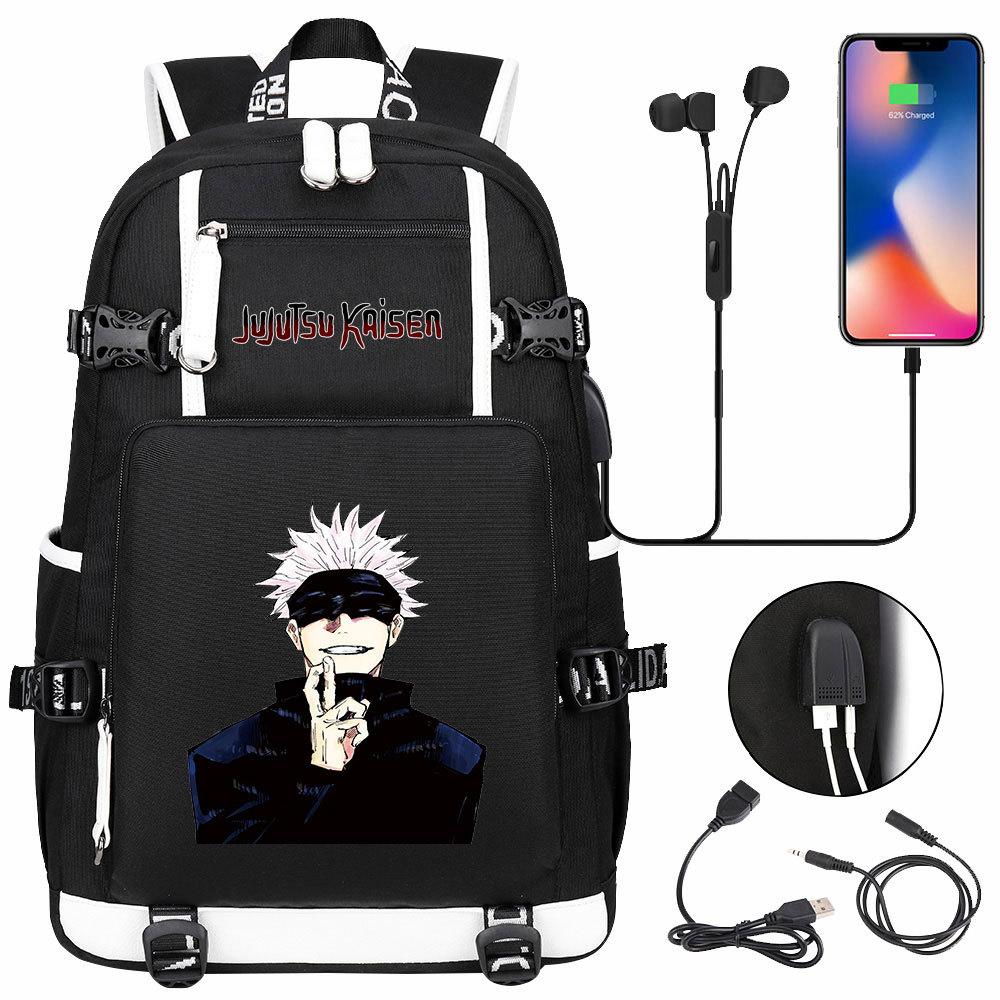 Mochila con Auriculares USB Estampados de Jujutsu Kaisen