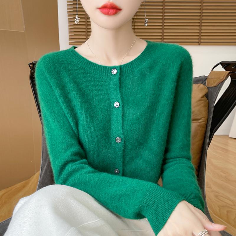 

Женский кардиган Qinghe Cashmere из 30% кашемира - Мягкий и теплый свитер из шерстяной смеси XXL темно-зеленого