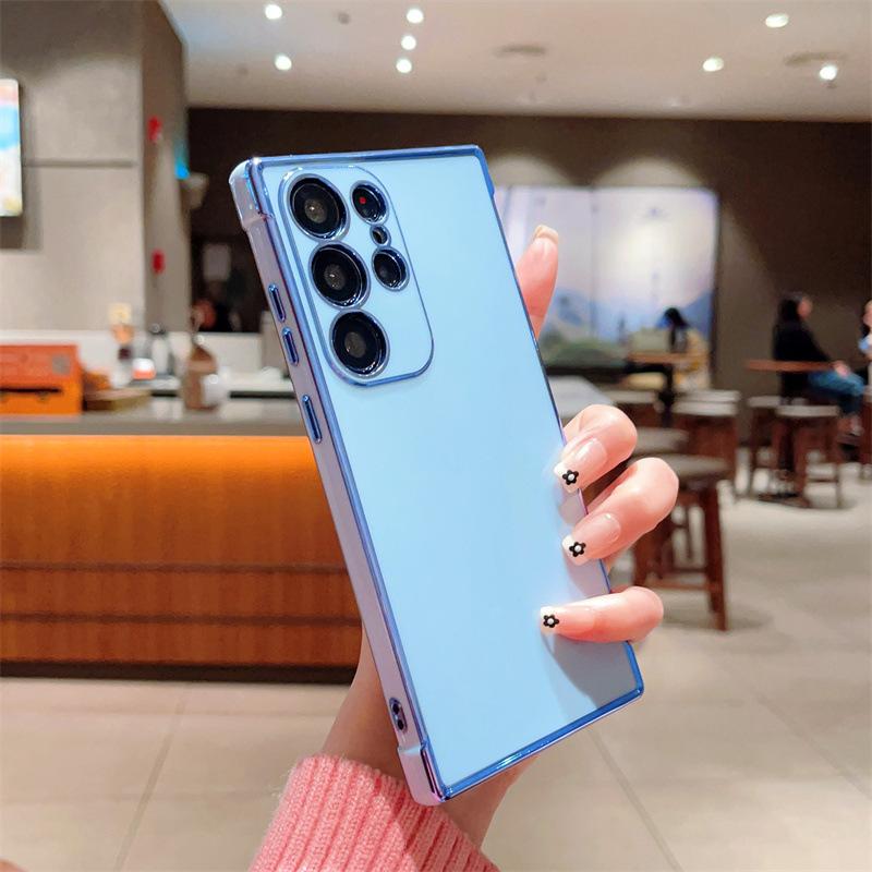 Suitable for Samsung S25Ultra electroplated mobile phone case S24 fashion S23 solid color A54 all-inclusive A16 anti-drop soft case