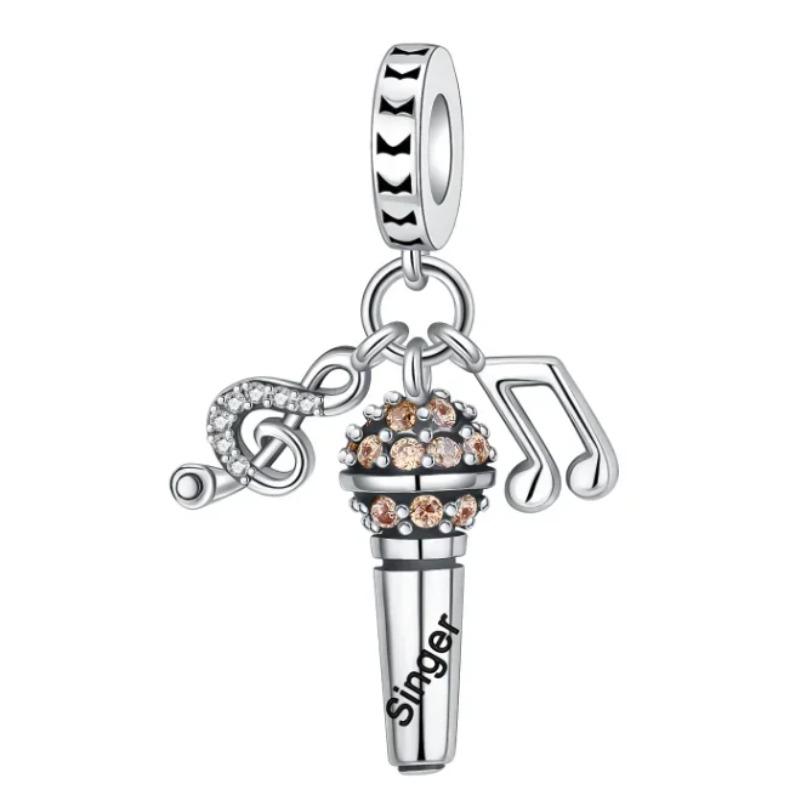 Copper Music Charms Beads Musical Note Piano Guitar Headset Earrings Pendants Fit Bracelet Diy Fine Jewelry Gift