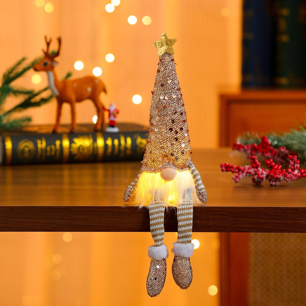 New Style Glitter Faceless Light-Up Plastic Polyester Electronic Original Gnome Doll Christmas Ornament Decoration Gift