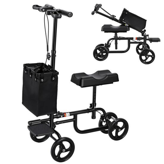 Knee Scooter, Knee Walker for Surgery, Broken Foot, Ankle Injury, Lightweight Crutch Alternative Medical Scooter with Dual Braking System for