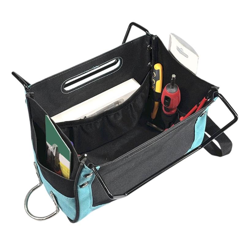 Portable Nylon Tool Bag With 5 Side Pockets Folding Tool Pouches For Easy Organization And Durability Construction