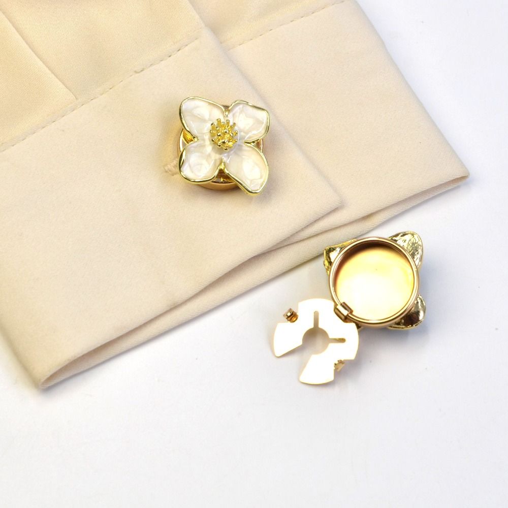 Flower Enamel Flower Cufflinks DIY Sewing-free Cufflinks Button Cover Enamel Sewing Accessories Bling Cuff Links