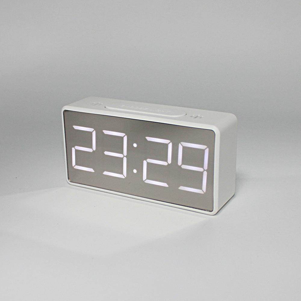 

Mirror Digital Clock Snooze Bedside Alarm Clock with LED Display 12/24H Dual Format Clock (without Battery) White
