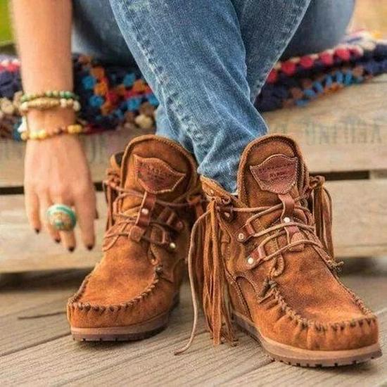 Winter 2020 Women's Lace-up Fringe Boots, Size 43 - New Arrival, In Stock