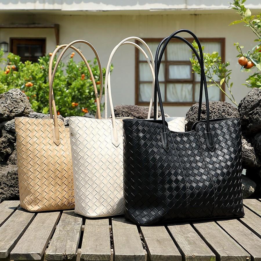 Leather Women'S Bags Cowhide Fashion Shoulder Bags Daily Commuter Bags Simple Wind Large Capacity Woven Mother And Child Bags