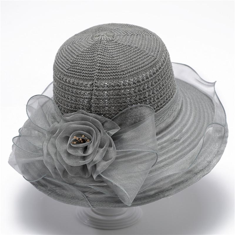 Frühlings- und Sommer-Organza-Hut Sonnenhut Damen Sonnenschutz Eimerhut UV-Schutz Blumen-Sonnenhut