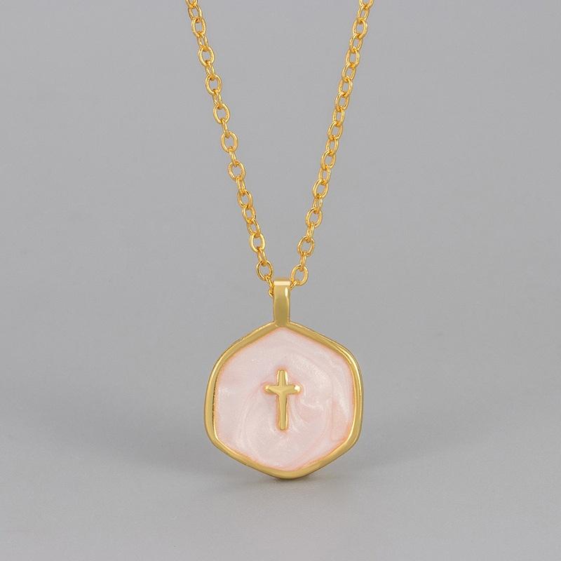 Stainless Steel Irregular Enamel Colorful Round Pendant Necklace For Women Stainless Steel Cross Opal Choker Gifts