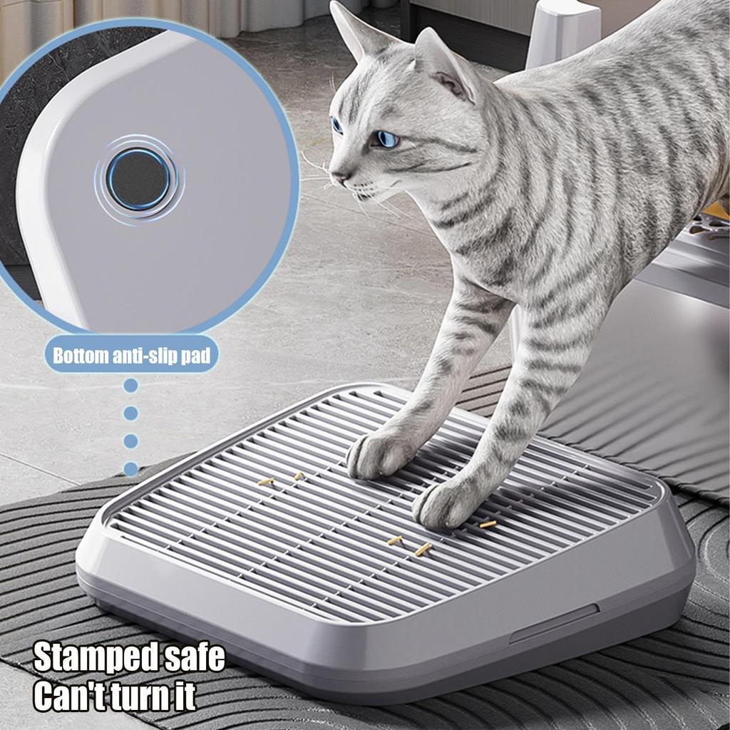 Litter Box Steps Ramp for Indoor Cat Double Layer Elevated Tray with Filter Function Non-Slip Trapper Easy Cleaning Supplies