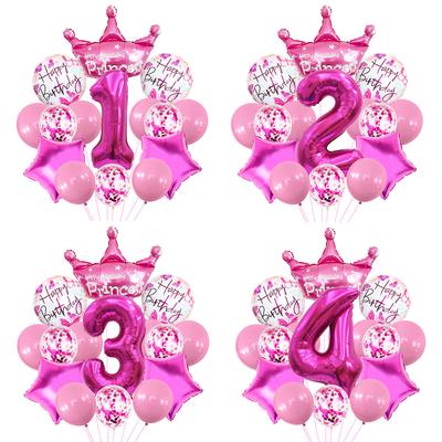 Rose Red Crown Aluminum Film Balloon Set Baby Birthday Party Balloon Birthday Digital Baby Shower Arrangement