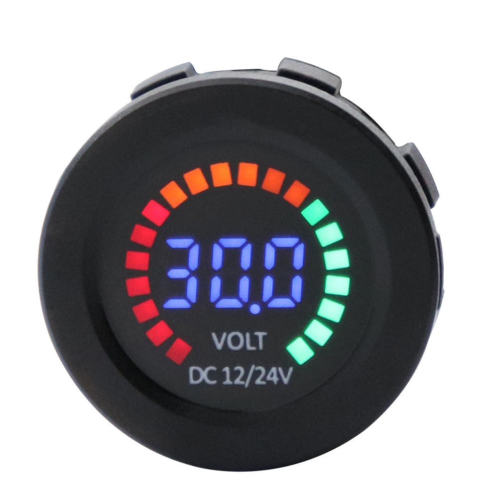 New 12/24V Color LED DC Digital Display Voltmeter with Low Pressure Buzzer Alarm Waterproof Tester