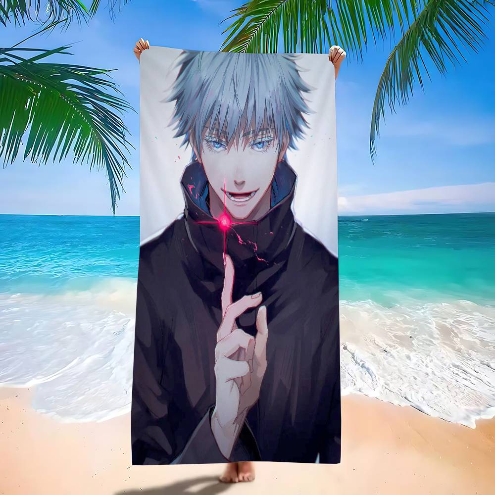 Toalla de Playa de Microfibra Impresa Anime Jujutsu Kaisen Satoru Gojo Escalada de Montaña Playa Natación Correr Absorbente Suave