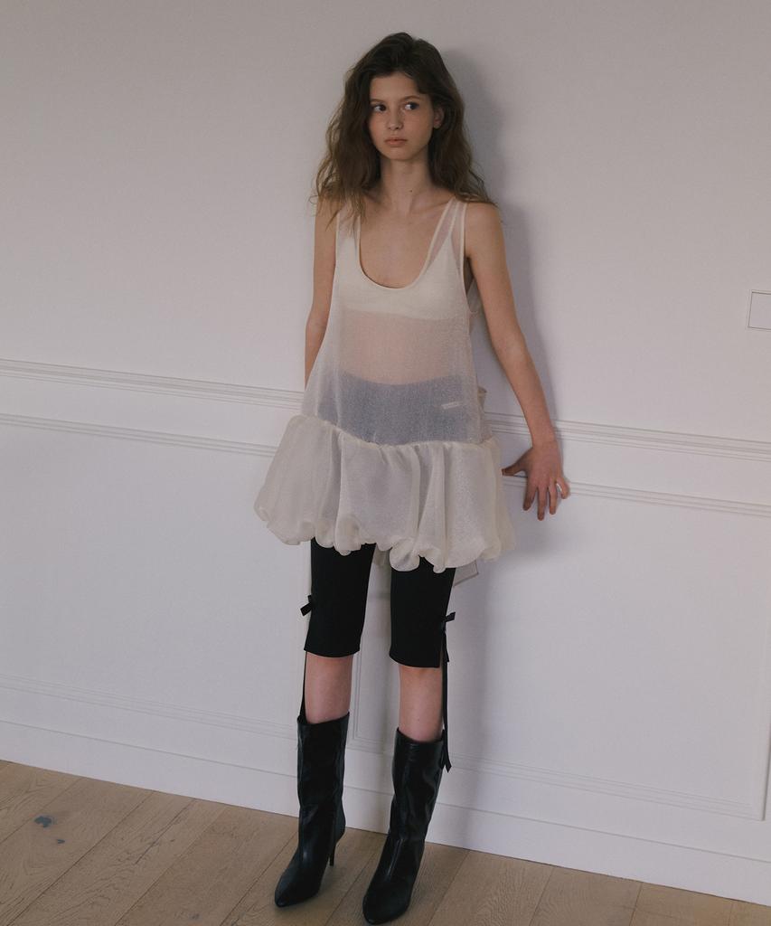 Obeodyupeulleeo Organza Balloon Mini Dress_Cream